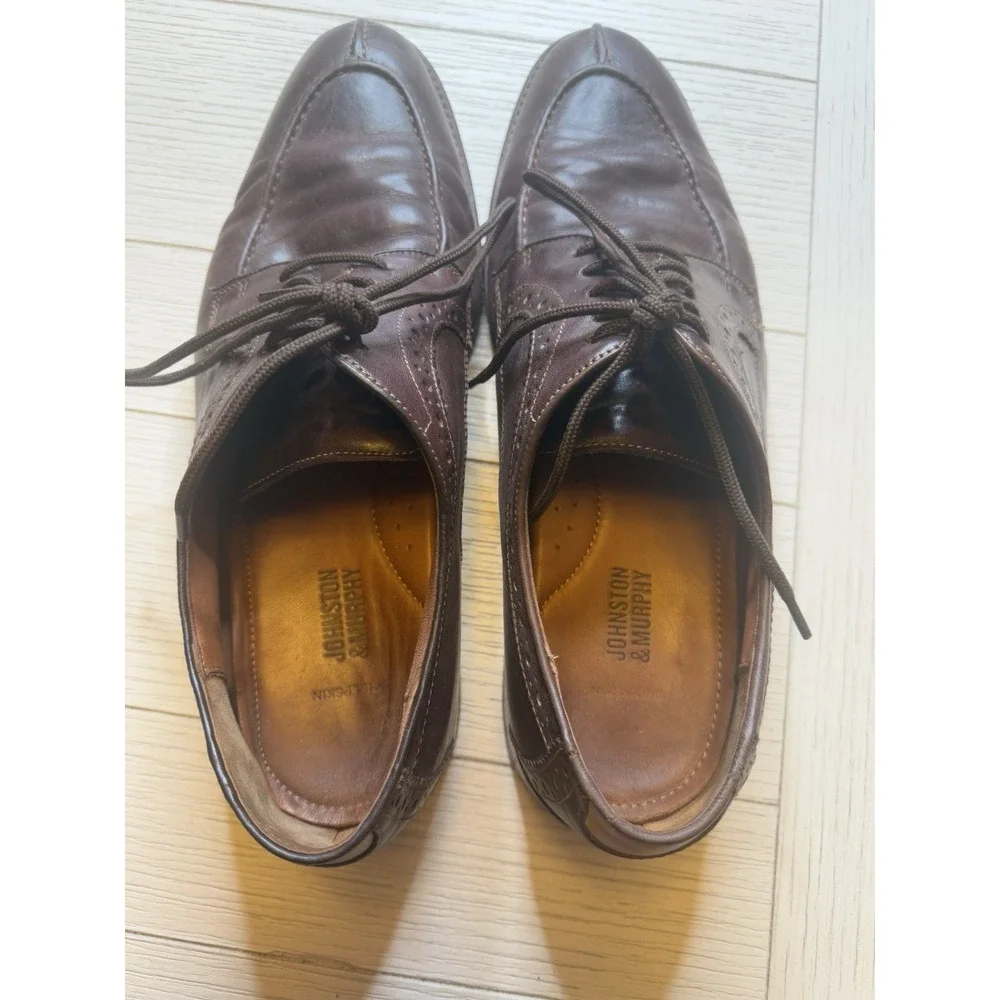 Johnston & Murphy Men's Brown Sheepskin Leather Lace Up Oxford Shoes. Sz‎ 12D